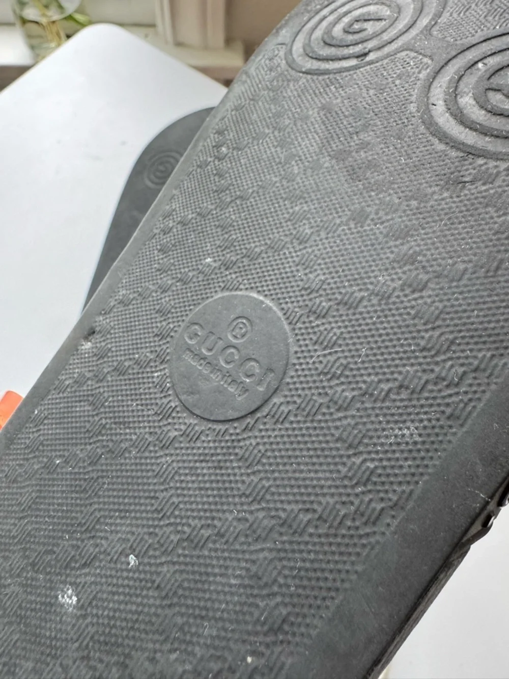 Gucci Black Women's GG Embossed Slide Sandals - Picture 7 of 8